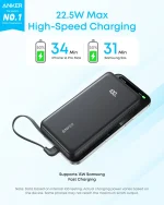 Аккумулятор Anker Zolo Power Bank 20K (22.5W) со встроенным кабелем USB-C — изображение 2