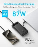 Аккумулятор Anker Power Bank 20K (87W) со встроенным кабелем USB-C — изображение 2