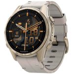 Garmin Fenix 8 43mm Amoled Sapphire Soft Gold с кожаным ремешком